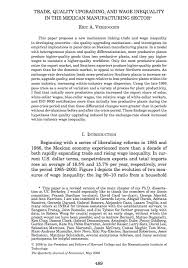 Verhoogen Eric A 2008 Trade Quality Upgrading And Wage Inequality In The Mexican Manufacturing Sector Quarterly Journa Inequality Economics Development