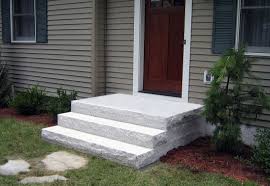 This outdoor staircase is pure elegance, as it is made up of 100% pure timber and is supported with metal frames. Steps And Treads Swenson American Granite Products