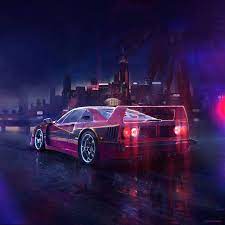 Cyber Punk F40 Synthwave Cyberpunk Sports Car Wallpaper