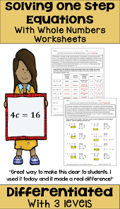 These 6 Differentiated Worksheets Are Helpful Notes For Introducing 1 Step Equations With Whole Number The One Step Equations Equations Middle School Lessons