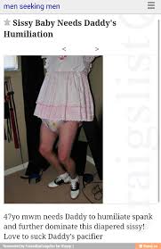 Under her pajamas is a purple diaper, approximately the size of a large pumpkin. Men Seeking Men Sissy Baby Needs Daddy S Humiliation 47y0 Mwm Needs Daddy To Humiliate Spank And Further Dominate This Diapered Sissy Love To Suck Daddy S Pacifier Ifunny