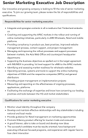 Senior Marketing Executive Job Description | Velvet Jobs