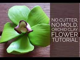 How To Make Green Orchid Clay Flower Without Cutter Super Easy Fast Youtube Clay Crafts Air Dry Polymer Clay Flowers Clay Flowers