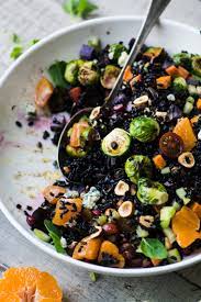 Black Rice Salad With Roasted Vegetables Recipe Black Rice Salad Rice Salad Recipes Autumn Salad Recipes