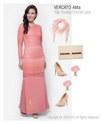 Fesyen baju kurung moden terkini 2016 2017 design by zolace two become fun red fashion batik fashion muslimah dress. Baju Kurung Lace Terkini 2016 By Vercato On Polyvore Featuring Baju Kurung Crochet Lace Vercato Atita Salmon Pink Shop Now Ww Fashion Bodycon Dress Style