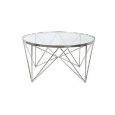 Round coffee tables are classic in any home making it look great. Coffee Table Bogota Silver Metal Round Table In Nickel With Glass 80x43cm Clanbay