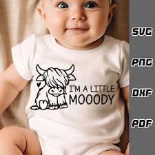 Design Png Ai Just a Little Moody Baby Cow T-shirt Sublimation Digital File  Download