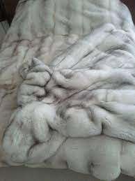 arctic fox thick dense and so soft king size blanket on a queen size bed added decadence hooded arctic fox ankle lengt fur blanket fur bedding blanket