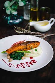 Grilled salmon and asparagus frittata. Grilled Salmon 200gr Salmon Mashed Potatoes Parsley Spinach Asparagus White Bean With Mint Lemon Butter Sauce Food Food Drink Lemon Butter Sauce
