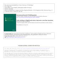 Ye chen melihat pemandangan di depannya dengan senyum masam, ayah mertua dan ibu mertuanya yang sombong,. Pdf Then D C O Ting S H 2011 Researching Code Switching In Teacher Classroom Discourse Questioning The Sufficiency Of Informant Reports International Journal Of Language Society And Culture 33 8 18