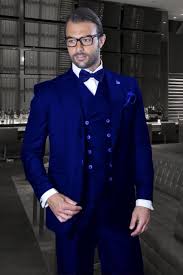 Contemposuits.com offers mens 3 button suits for work,church or weddings in solid colors and 2 piece 3 button men suits in 3 button suits | 3 button mens suits on sale! Mens Navy Blue Single Breasted 1 Button Jacket Includes Peak