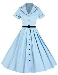 Maybe you would like to learn more about one of these? Women S 1950svintage Classical Casual Swing A Line Dress Light Blue Ca12n5rxxho Fashion Clothes Women Retro Dress Chic Outfits