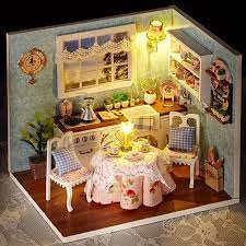 new dollhouse miniature diy kit with cover and led wood toy dolls house room set unbranded wooden dolls house furniture wood toys diy dollhouse furniture kits