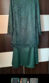 Xs s m l xl. Baju Kurung Lace Emerald Green Women S Fashion Clothes Tops On Carousell