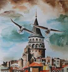 Galata Tower Istanbul Turkey Tablolar Resim Sanati Resim