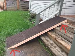 This version of the ramp may require a different set of materials, as there is no need to build steps. I Need To Build A Ramp For My Dog Over Stairs How Do I Figure Out These Cuts The Ramp Is Going To Be 12 Long Carpentry