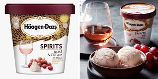 Removing the lid shows the creamy beige color of the coffee base which a chunky dark brown swirl visible right away. Haagen Dazs New Rose Cream Ice Cream Contains Actual Alcohol