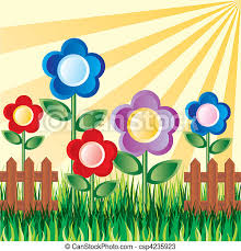 Find the best flower garden background on wallpapertag. Garden Flowers Vector Image Of A Flower Garden On The Background Of The Sun Canstock
