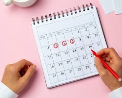 calendar with a marked dateの画像