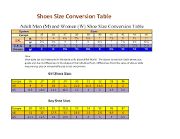 American Shoe Size Conversion Chart American Food Size