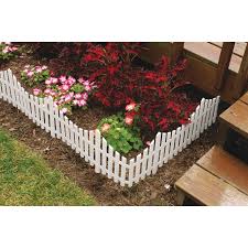 Emsco 24 In Resin Picket Garden Fence 18 Pack 2140hd The Home Depot Small Garden Fence White Garden Fence Plastic Garden Fencing
