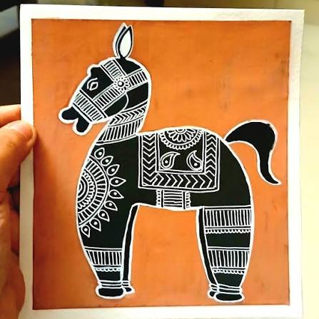 Terracotta Horse Gouache paints and brush pens on paper. #gouache #gouacheillustration #illustrations #illustrationart #illustrationartist #illustration #horse #horseillustration