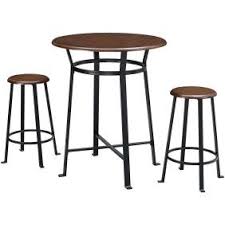 Mainstays Round 3 Piece Metal Pub Set With Wooden Top Dark Mahogany Walmart Com Solid Wood Dining Set Pub Table Sets Dorel Living