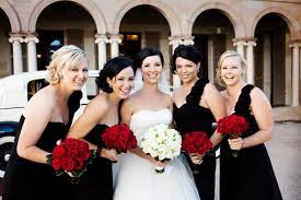 Classic Black White And Red Wedding Bridesmaid Colors Red Bridesmaid Dresses Bridesmaid