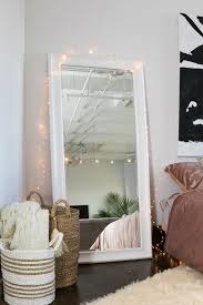 Midtown Loft White Floor Mirror Fairy Lights Wakeandloom Wall Decor Bedroom Room Decor Room Inspiration