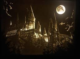 Hogwarts Light Box Harry Potter Castle J K Rowling Light Box Night Light Paper Art Hogwarts Castle Harry Potter Castle Hogwarts