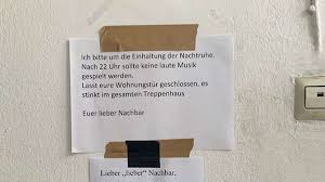 Hallo liebe neue nachbarn und nachbarinnen, mein name ist karin müller, ich bin 30 jahre alt und ich habe seit drei tagen umgezogen. Anwohner Beschwert Sich Uber Gestank Aus Nachbarswohnung Die Quittung Kommt Sofort Wohnen