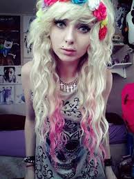 The light color matches the girl's clear and fair skin. Pin By Meagan Flanary On Hair Scene Hair Curly Hair Styles Bleach Blonde Hair