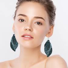 Buy Leaf Leather Earrings for Women Handmade Fringe Feather Lightweight  Teardrop Leather Earrings Drop and Dangle Earrings for Women, Leather, n/c  at Amazon.in