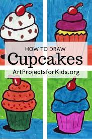 How To Draw Lots Of Cupcakes Art Projects For Kids In 2020 Cupcake Drawing Easy Art For Kids Art Lessons Elementary