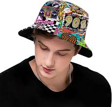 Kmxzint Chapéu bucket retrô moderno dos anos 80 anos 90 rave festival festa  roupa para mulheres homens chapéu de sol pescador, Chapéu balde anos 80  anos 90