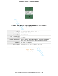Whether you are planning a new lan or maintaining an existing one, you need to model the data capacity requirements on the business's needs. Pdf Material And Capacity Requirements Planning With Dynamic Lead Times