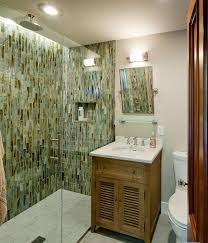 Instead of attempting to tile sloping walls, simply stop part way. Tiled Showers Tips And Ideas For Unique Designs
