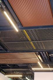 Special Mesh Metal Solution Coloured In Brown Black Gray Red Metal Interior Design Gym Design Interior Armstrong Ceiling