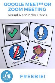 Google Meet Or Zoom Visual Reminder Cards Freebie In 2020 Digital Learning Classroom Fun Classroom Activities Online Kindergarten