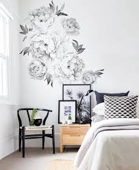Black And White Flower Pictures Wall Art Peony Flowers Wall Stickers Black And White Peonies Wall Art Flower Wall Stickers Floral Wall Decals Wall Decals For Bedroom