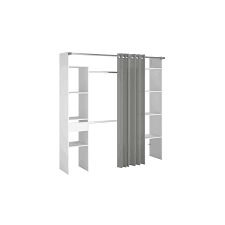 Maybe you would like to learn more about one of these? Elysee Dressing Blanc Avec Rideau Gris Et 2 Penderies 6 Etageres Et Un Tiroir Leroy Merlin