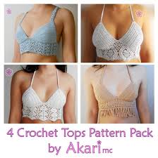 Here's how you can make yourself a halter bra. 1 Pattern Free 4 Crochet Crop Tops 3 Lacy Tops 1 Fringed Etsy