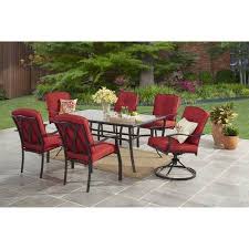 Mainstays Belden Park 7 Piece Dining Set Red Walmart Com Conversation Set Patio Outdoor Patio Furniture Patio Dining Set