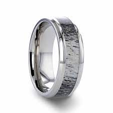 8 Mm Tungsten Deer Antler Wedding Band - B536tr