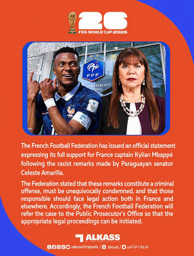 The French Football Federation says it will file a lawsuit against a Paraguayan senator who posted racist remarks about the French team's star striker and captain, Kylian Mbappé. On Sunday, France beat