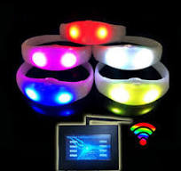 Programmable Flashing Flashlight Radio Controlled RFID Remote Control Light  Up LED Wristband