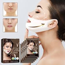 V Line Lifting Mask, 5 Pcs V Shaping Face Masks, Hydrogel Collagen Mask  with Aloe Vera, Neck Tightening Tape Patch Jawline Contour Firming Band, ...