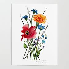 Wild Flowers Watercolour Painting
