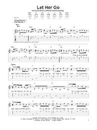 Let Her Go Sheet Music Passenger Easy Guitar Tab Easy Guitar Tabs Guitar Tabs Songs Guitar Tabs