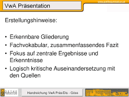 Ich weiß nur leider nicht welchen beitrag ich der wissenschaft damit gebe. Vwa Prasentation Aufbau